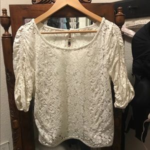 💗Cremiux womens Sm Beaded Lace 1/2 sleeve